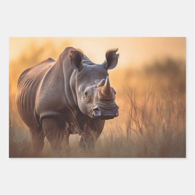  Rhino in nature Wrapping Paper Sheet (Front)