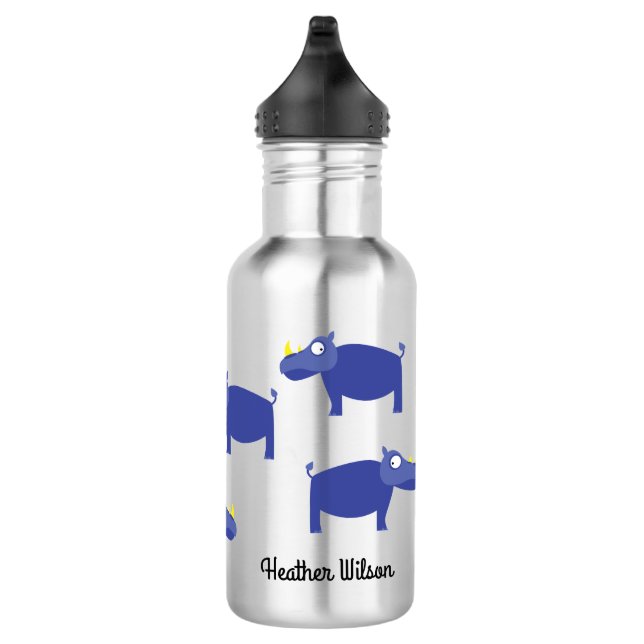 Rhino Kid Rhinoceros Bouteille d'eau avec le nom (Droite)