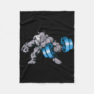 Rhino Lifting Weights Bodybuilding Beast Gym Fitne Fleece Blanket