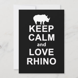 Rhino Lover Gift Keep Calm And Love Rhino Thank You Card