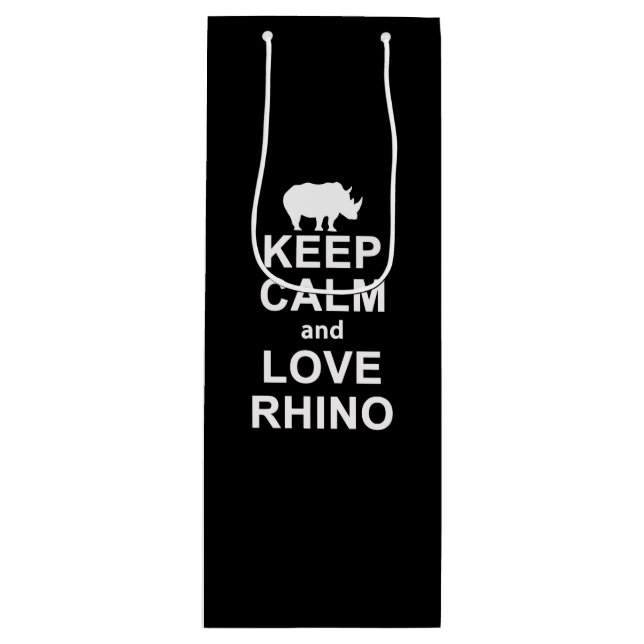 Rhino Lover Gift|Keep Calm And Love Rhino Wine Gift Bag (Front)