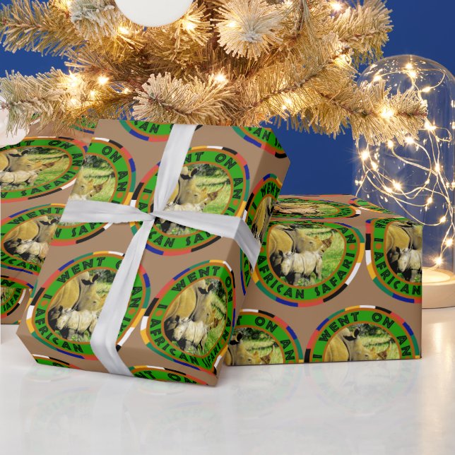 Rhino Mom and Calf African Safari Wrapping Paper (Holidays)