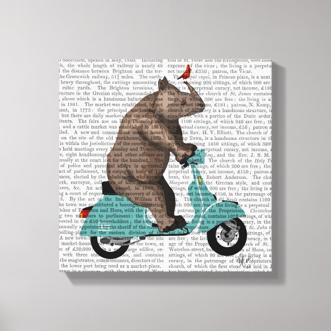 Rhino on Moped Canvas Print (Front)