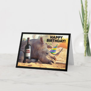 Rhino- Party Like a Winoceros Birthday Card