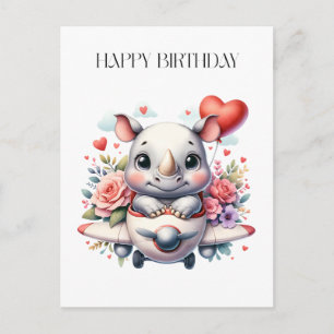 Rhino Pilot Birthday Postcard