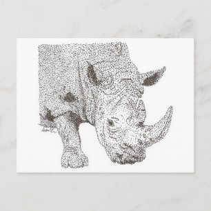 Rhino Pointillism Postcard