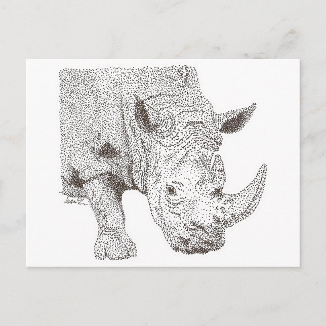 Rhino Pointillism Postcard (Front)