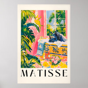Rhino print, Pink tropical decor, Matisse poster