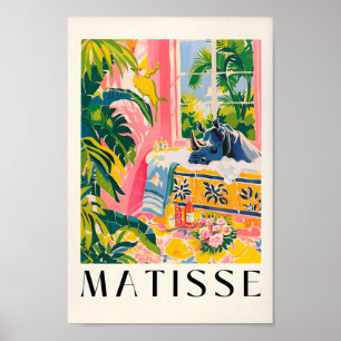 Rhino Print, Pink Tropical Decor, Matisse Poster,  Poster