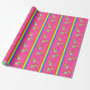 Rhino Rainbow Funny Cute Kids Rhinoceros Wrapping Paper