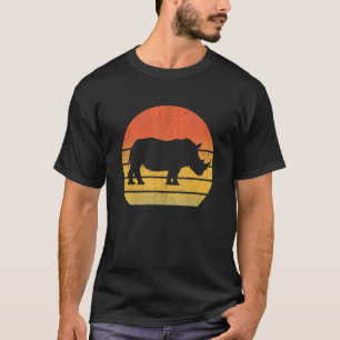 Rhino Retro Vintage 60s 70s Sunset Wild Animal   T-Shirt