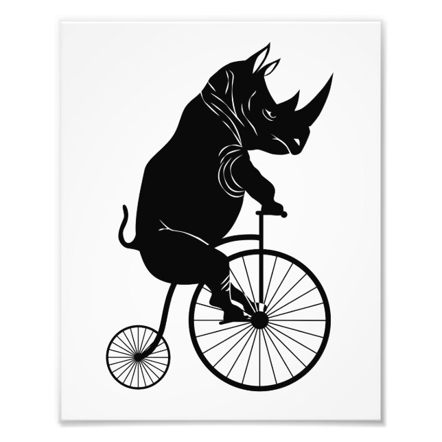 Rhino Riding a Bike Photo Print (Front)