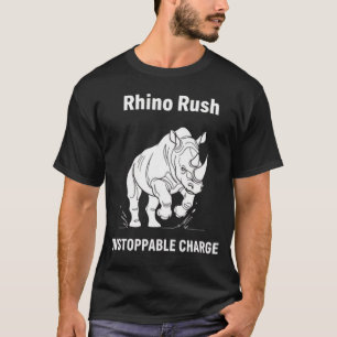 Rhino Rush Unstoppable Charge Minimalist WHITE T-Shirt