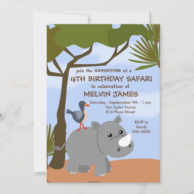 Rhino Safari Invitation (Front)