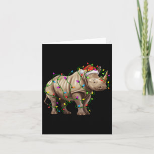 Rhino Santa Christmas Tree Lighting Xmas Funny  Card
