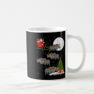 Rhino Santa Sleigh Flying Funny Magical Christmas Coffee Mug