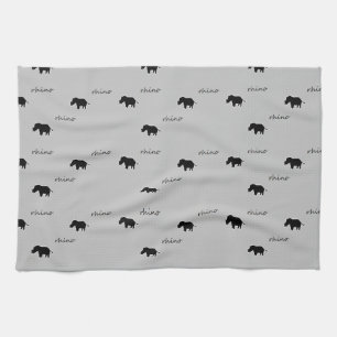 Rhino silhouette pattern kitchen towel