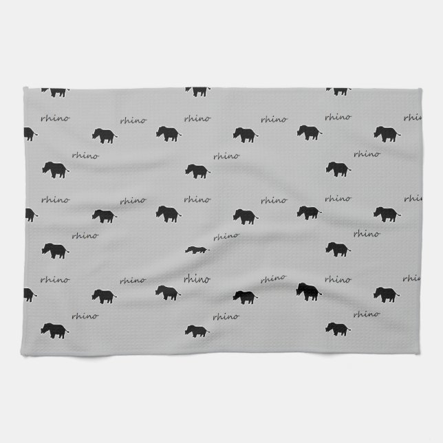 Rhino silhouette pattern kitchen towel (Horizontal)
