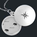 Rhino silhouette pattern locket necklace<br><div class="desc">Rhino silhouette pattern on grey background.</div>