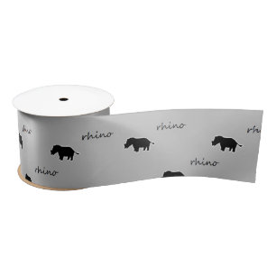 Rhino silhouette pattern satin ribbon