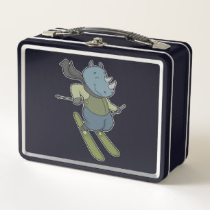 Rhino Skier Ski Metal Lunch Box
