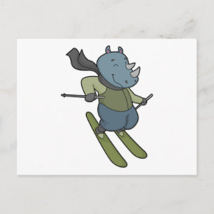 Rhino Skier Ski Postcard