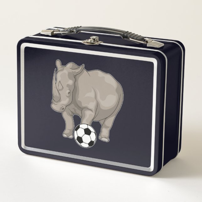 Rhino Soccer player Soccer Metal Lunch Box (Front)