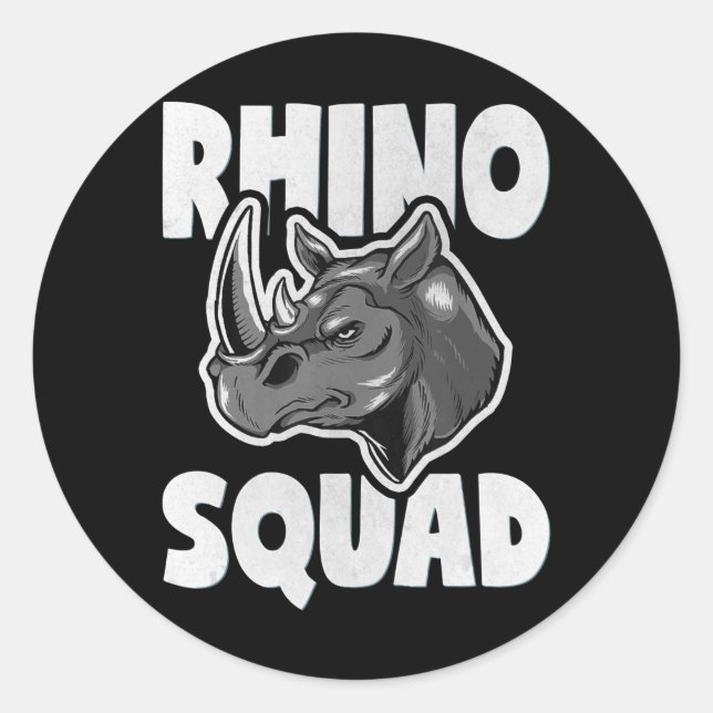 Rhino Squad Rhinoceros Love Team Gift Classic Round Sticker (Front)