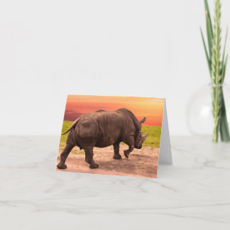 Rhino Sunset Card