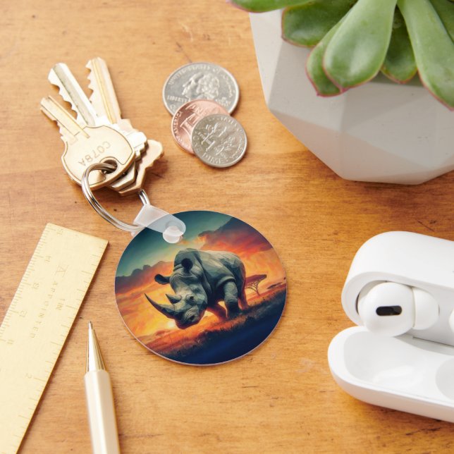 Rhino Sunset Safari Keychain (Desk)