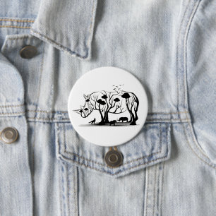 Rhino Tree Silhouette 3 Inch Round Button