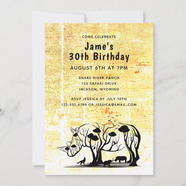 Rhino Tree Silhouette Invitation (Front)