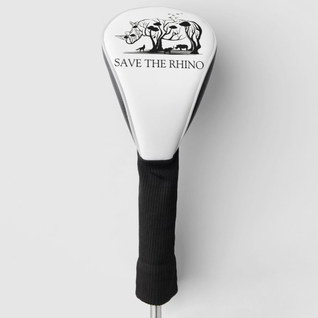 Rhino Tree Silhouette | Save The Rhino Golf Head Cover (Front)