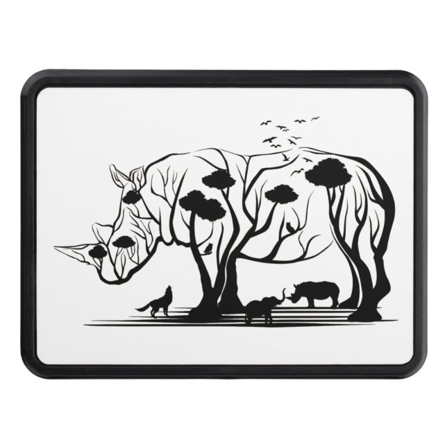 Rhino Tree Silhouette Trailer Hitch Cover (Front)
