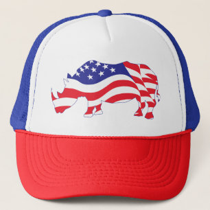 Rhino-USA-Flag Trucker Hat