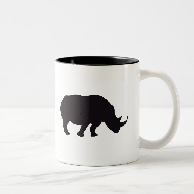 Rhino Vintage Wood Engraving Two-Tone Coffee Mug (Right)