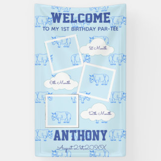 Rhino Welcome 1st Birthday Photo Banner