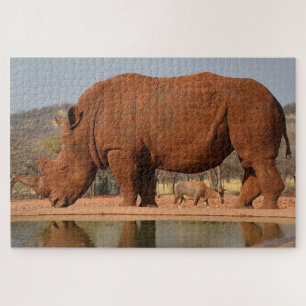 Rhino with mud on skin jigsaw puzzle
