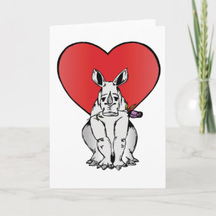 Rhino with Valentine's day heart Holiday Card