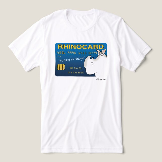 RHINOCARD: INSTINCT TO CHARGE by Sandra Boynton Tri-Blend Shirt (Design Front)