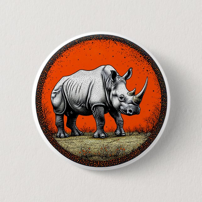 Rhinoceros 2 Inch Round Button (Front)