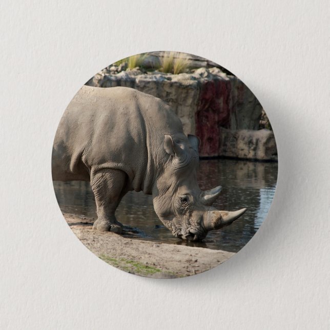 Rhinoceros 2 Inch Round Button (Front)