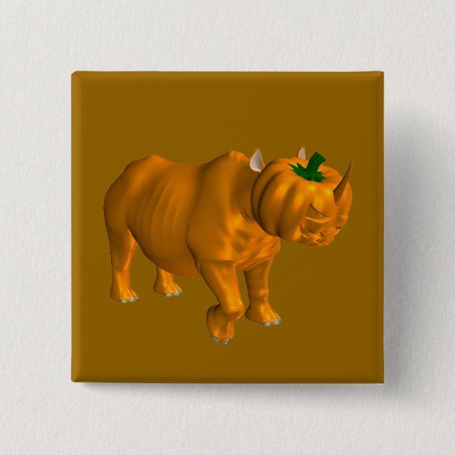 Rhinoceros 2 Inch Square Button (Front)