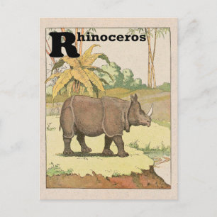 Rhinoceros Alphabet Animal Postcard