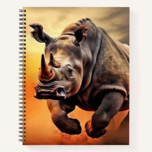 Rhinoceros Animal Wildlife Wilderness Colourful Ar Notebook
