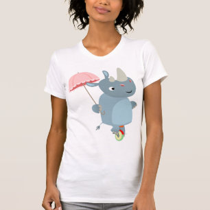 Rhinocéros avec le parapluie sur le T-shirt de