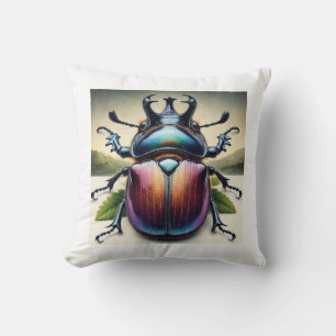 Rhinoceros Beetle 050824IREF208 - Watercolor Throw Pillow