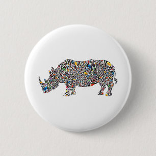 Rhinoceros-Cheetah 2 Inch Round Button