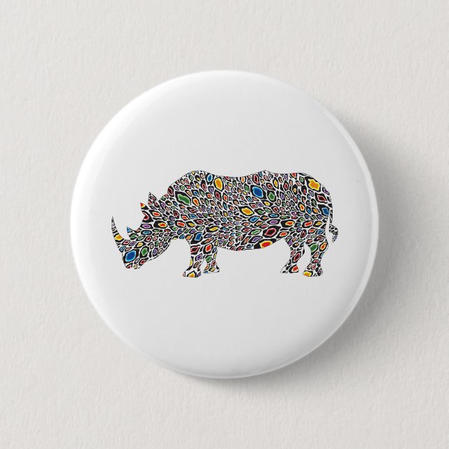 Rhinoceros-Cheetah 2 Inch Round Button (Front)