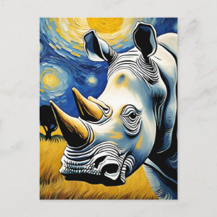 Rhinocéros dans la carte postale de la Nuit étoilé